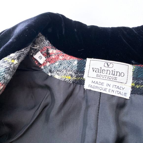 Valentino Vintage Plaid Wool Blazer Women’s Size 8 Checkered Jacket Button Front - Picture 5 of 7